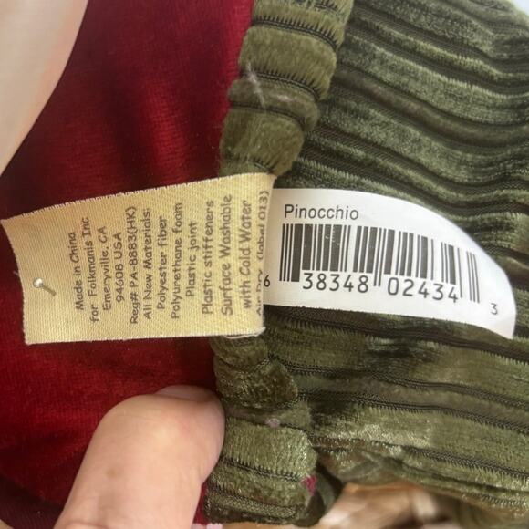 Vintage FOLKMANIS Pinocchio Full Body Hand Puppet Moving Nose Mouth - Picture 10 of 12